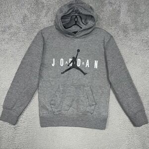 Nike Air Jordan Hoodie Youth Sz M 10-12 Years Gray Jumpman Logo Fleece Pullover